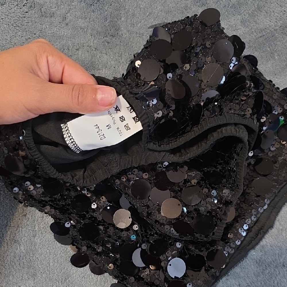 Zara Black Sequin Mini Skirt - Picture 3 of 4